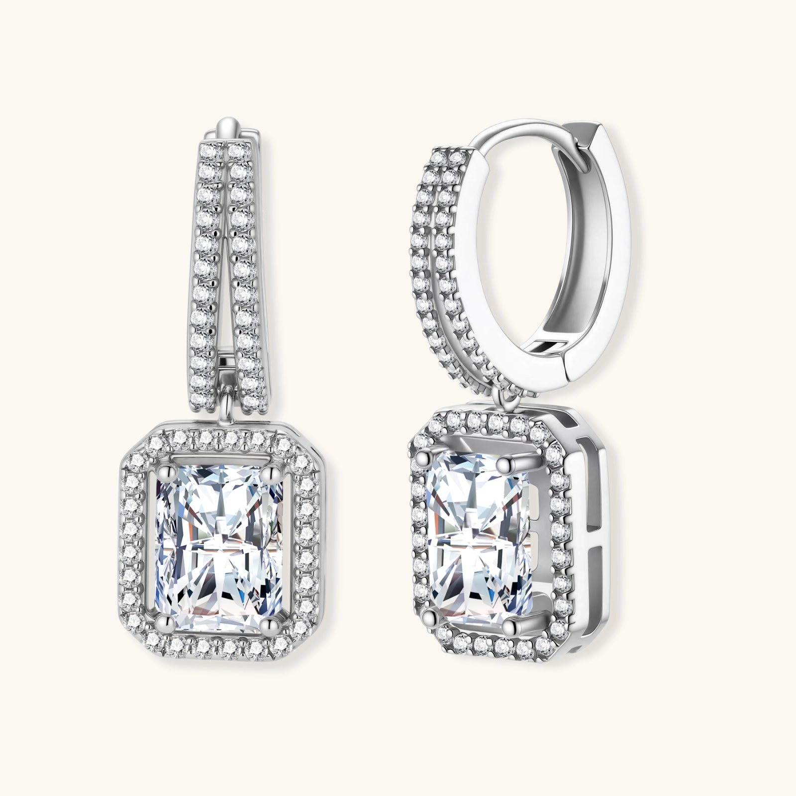 Emerald Cut Moissanite Drops | P'Vatore