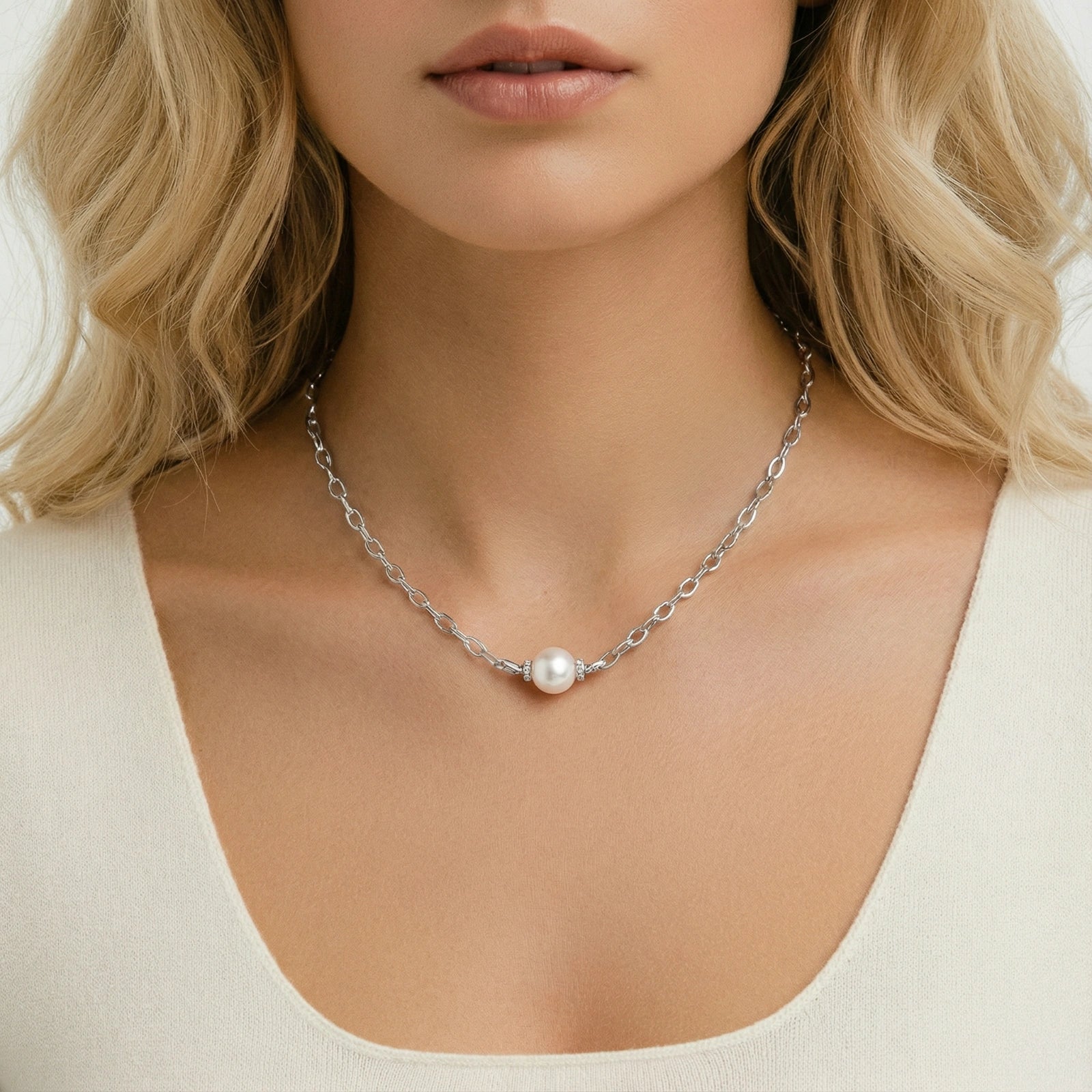 Luna Pearl Chain Necklace | P'Vatore