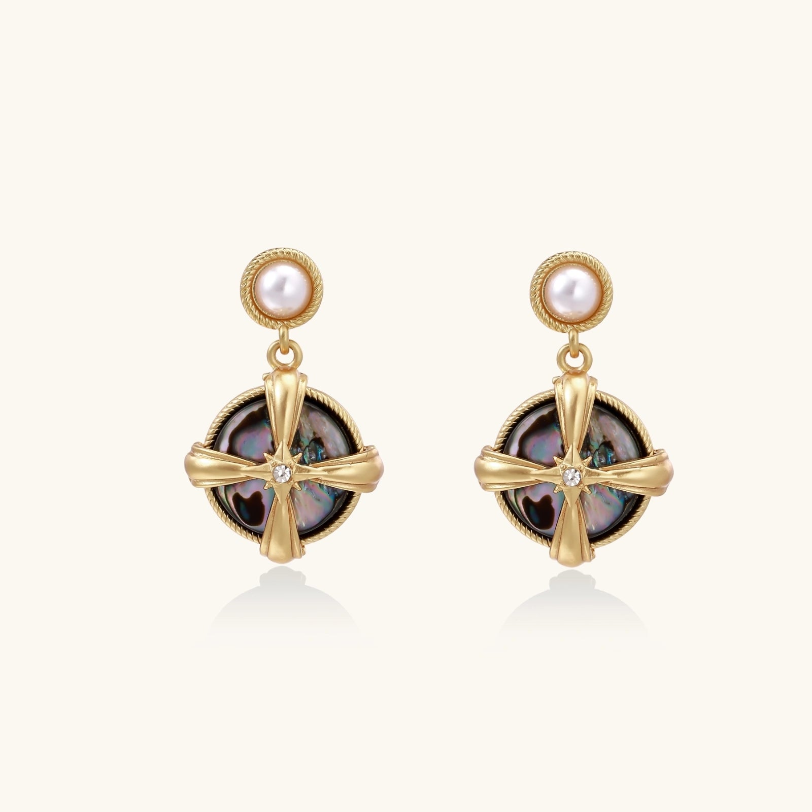 Pearl Abalone Cross Drops | P'Vatore