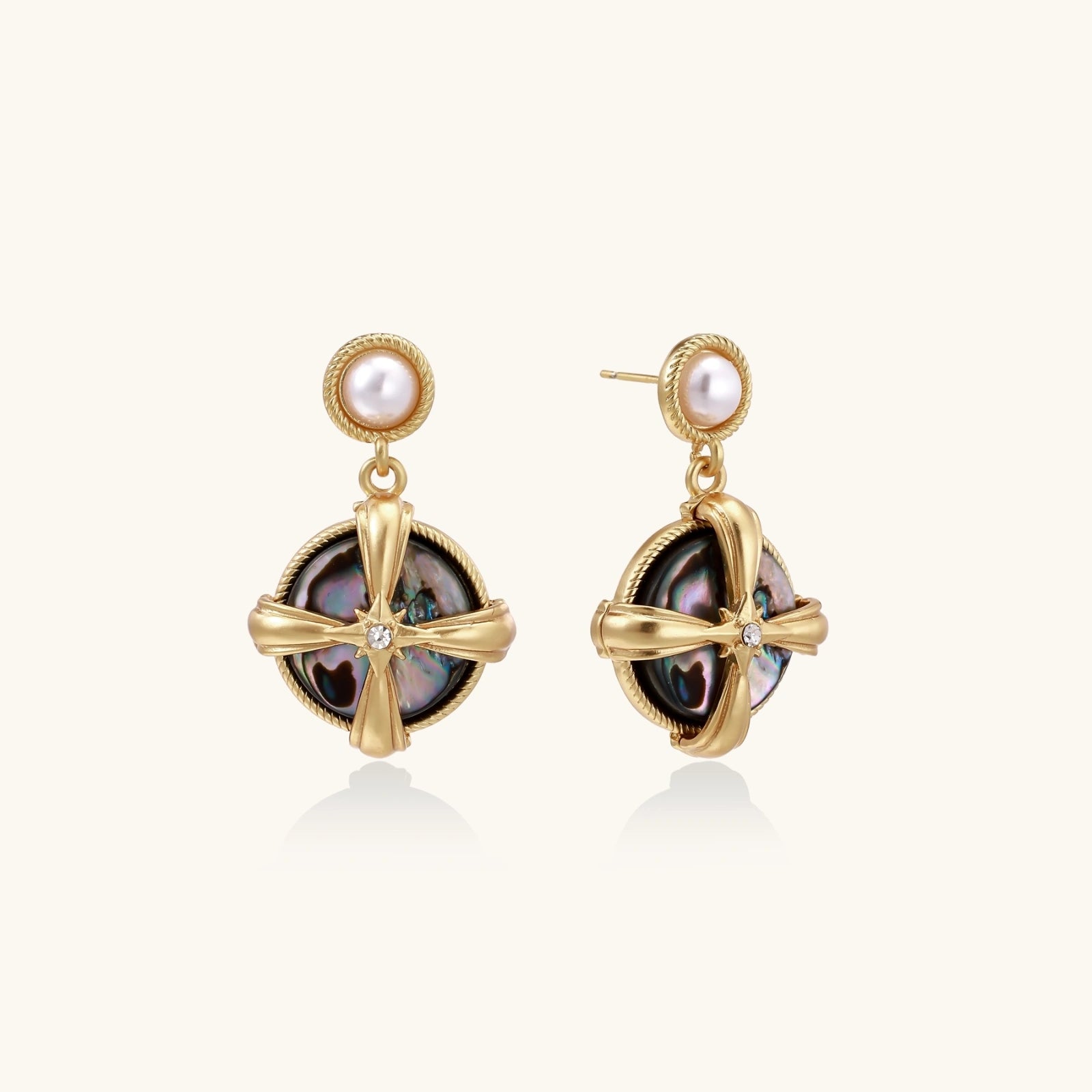 Pearl Abalone Cross Drops | P'Vatore