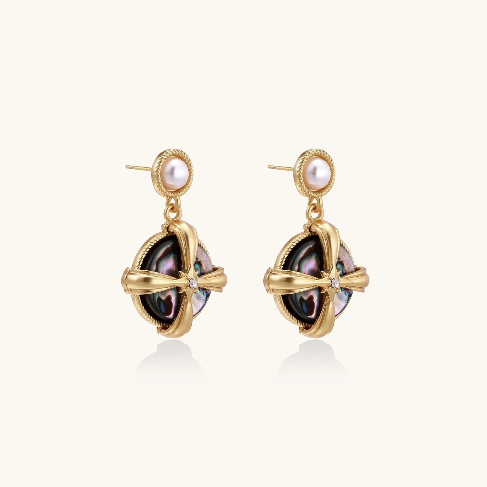 Pearl Abalone Cross Drops | P'Vatore