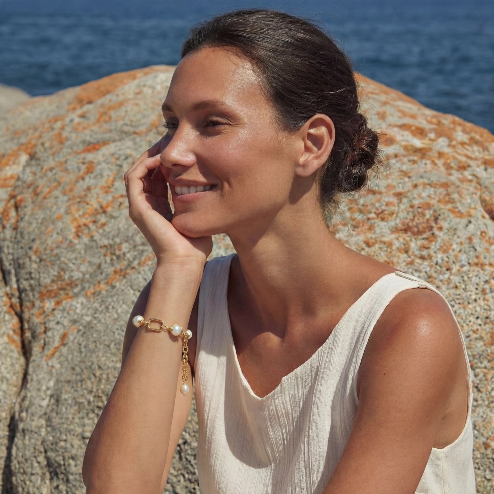 Golden Pearl Chain Bracelet - Fine Luxury Jewelry by P'Vatore