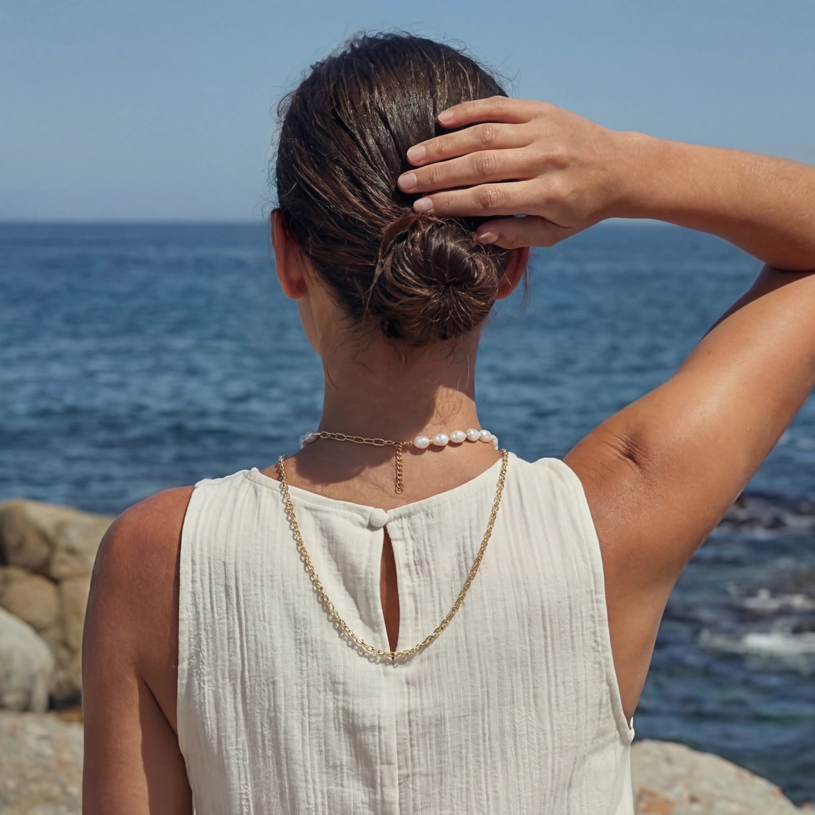 Golden Pearl Layers Necklace | P'Vatore