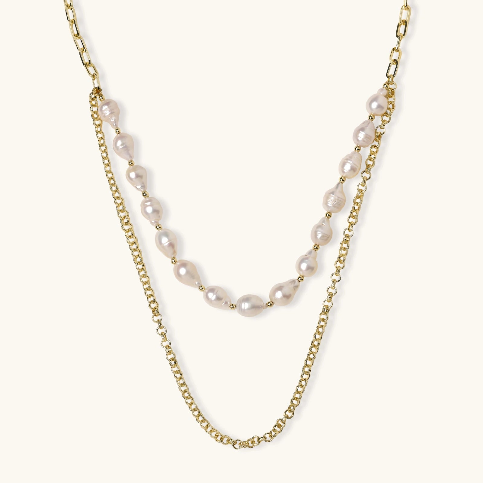 Golden Pearl Layers Necklace | P'Vatore