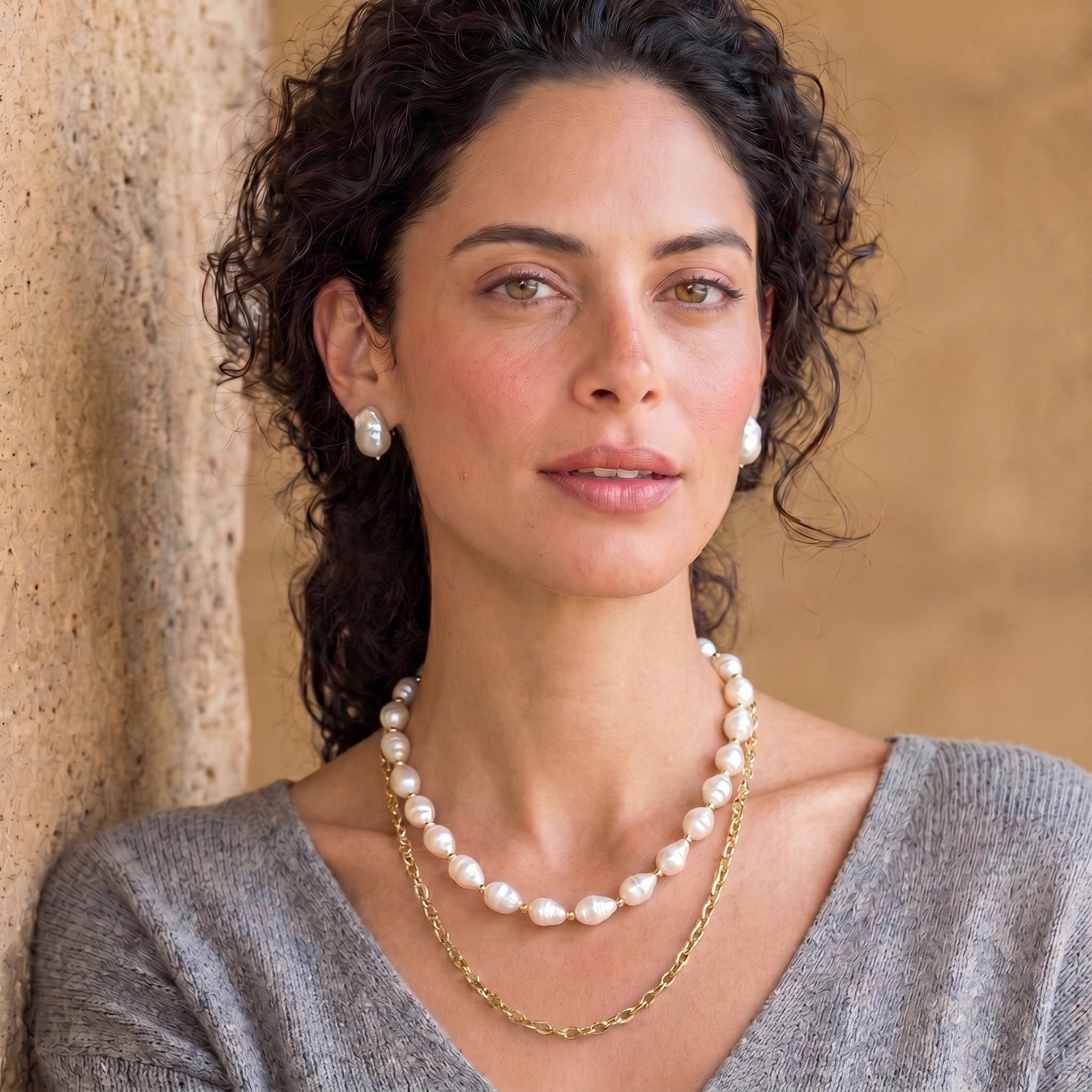 Golden Pearl Layers Necklace | P'Vatore
