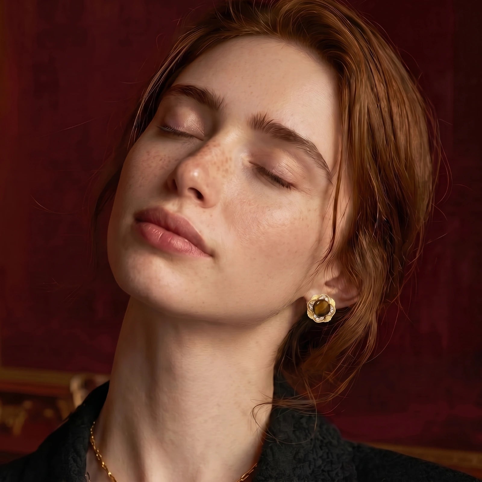 Golden Empress Tiger's Eye Studs | P'Vatore